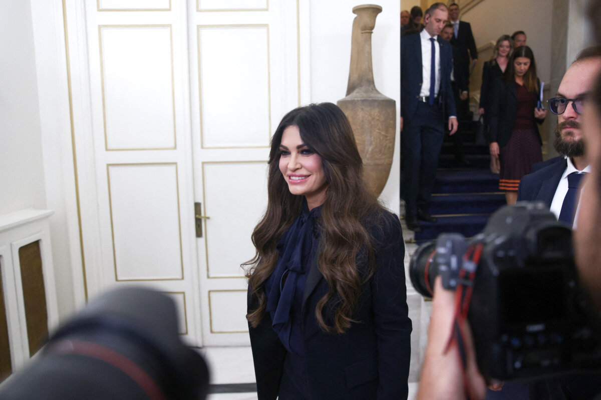 U.S. Ambassador to Greece Kimberly Guilfoyle attends the opening of the Sixth round of the Greece–U.S. Strategic Dialogue in plenary format, at the Ministry of Foreign Affairs, in Athens, Greece, on Oct. 7, 2026. (Dimitris Kapantais/SOOC via AFP via Getty Images)