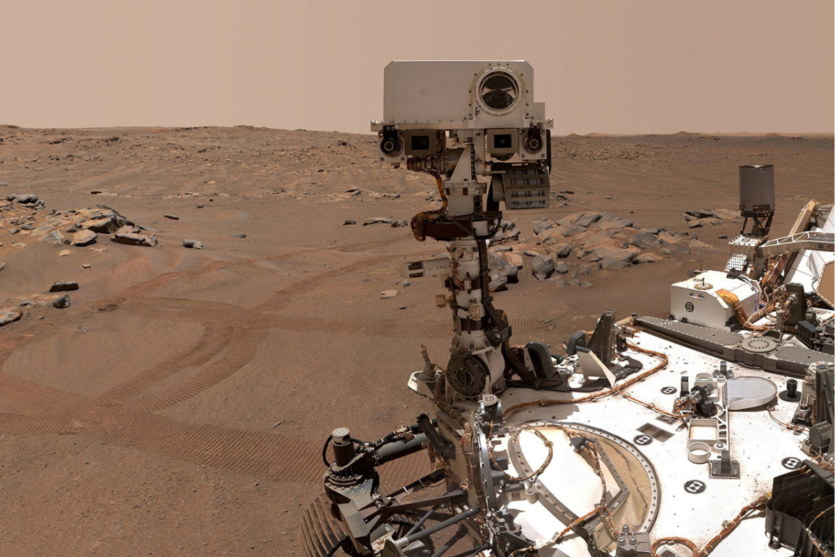NASA’s Perseverance Mars rover is seen in a ‘selfie’ that it took over a rock nicknamed ‘Rochette,’ on Sept. 10, 2021. (NASA/JPL-Caltech/MSSS/Handout via Reuters)