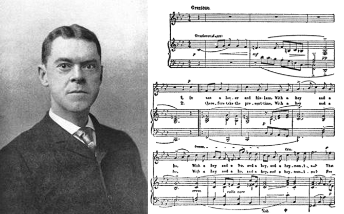 (Left) Arthur Foote as a young man, 1900. (Right) "It was a Lover and His Lass," by Arthur Foote. (Public Domain)