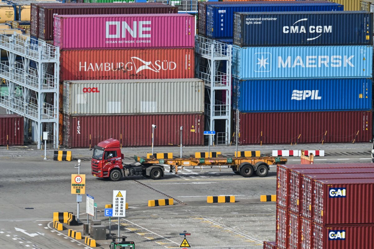 Containers are seen at the Port of Ningbo-Zhoushan in Ningbo, in China's eastern Zhejiang Province on Sept. 22, 2026. (Hector Retamal/AFP via Getty Images)