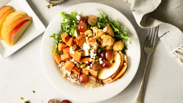 Sheet Pan Chicken Bowls With Apples and Grapes