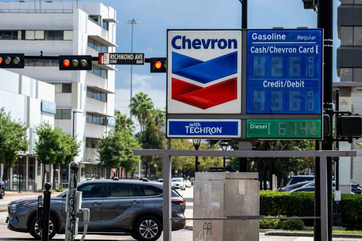 Gasoline prices at a Chevron gas station in Houston on Oct. 2, 2026. (Ronaldo Schemidt/AFP via Getty Images)