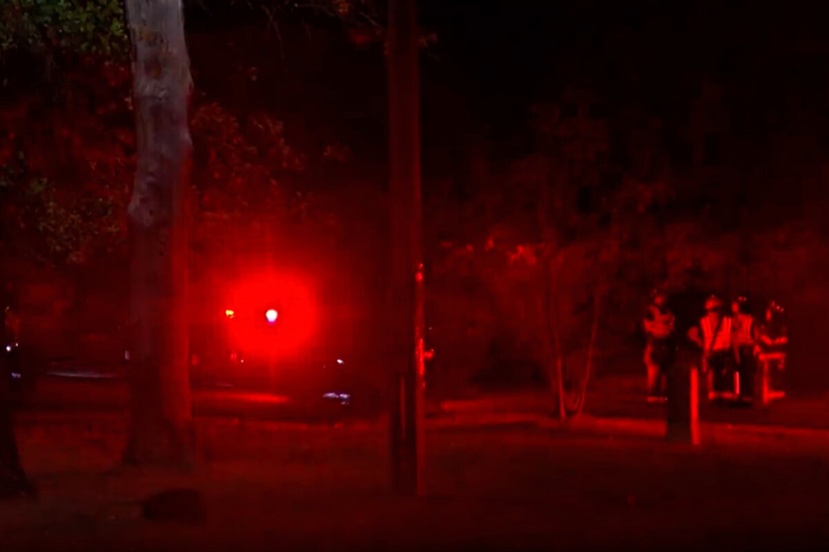 First responders at the scene of a fatal plane crash in a wooded area near Mirror Lake State Park in the Town of Dellona, Wis., on Oct. 13, 2026, in a still from video. (WKOW via AP)