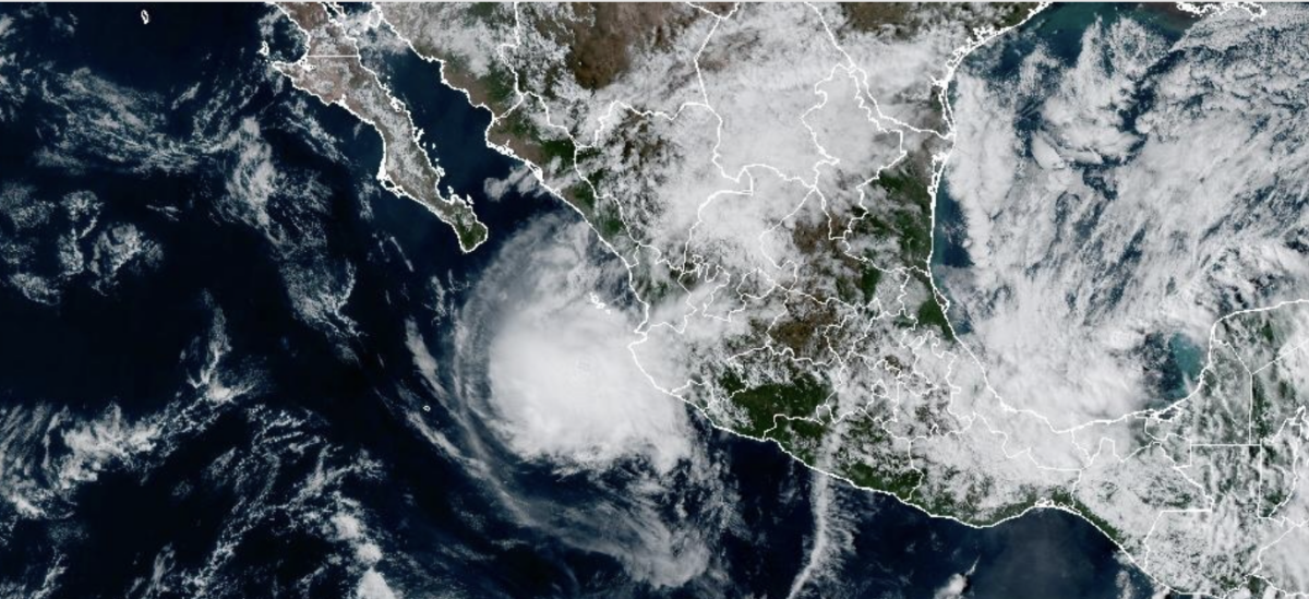 Satellite image shows Hurricane Trudy churning off the coast of Mexico on Oct. 18, 2026. (NOAA/NESDIS/STAR - GOES 19)