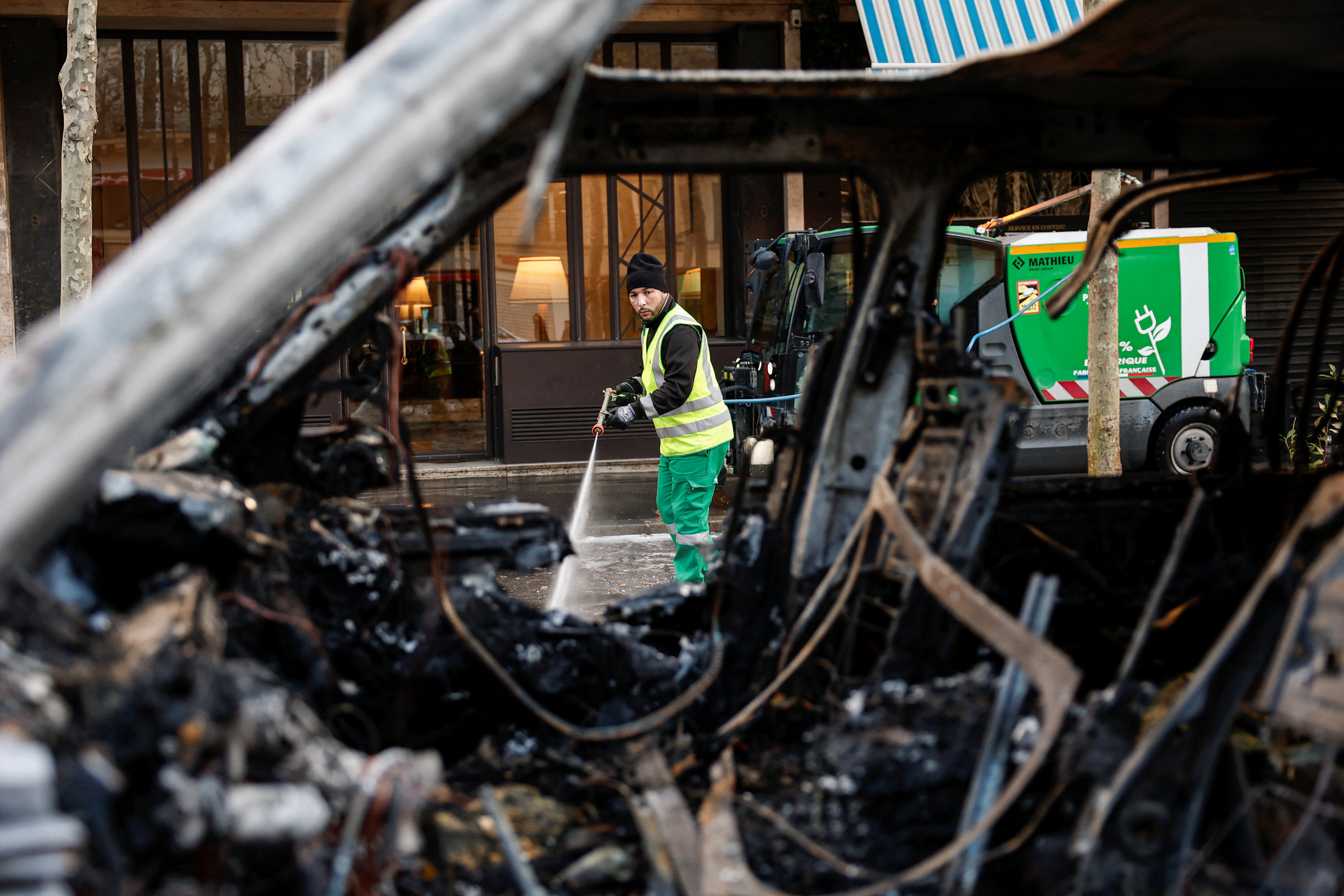 Aftermath of clashes during a national day of protests against the cost of living and rising fuel prices, in Paris