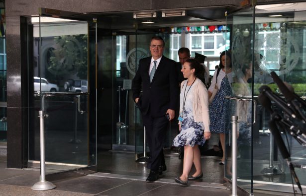 Mexico's Foreign Minister Ebrard speaks to reporters after U.S.-Mexico talks at State Department in Washington