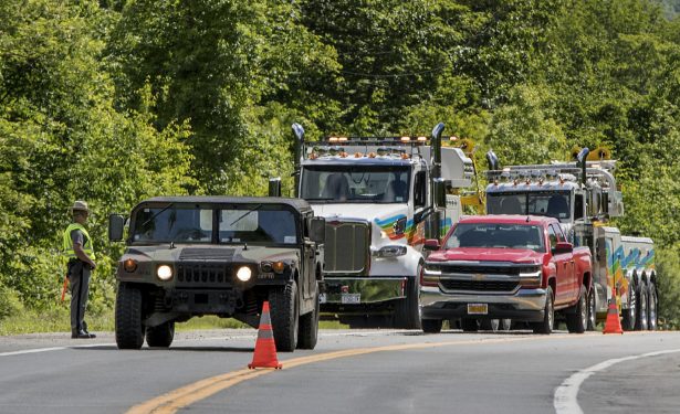 Military police direct traffic
