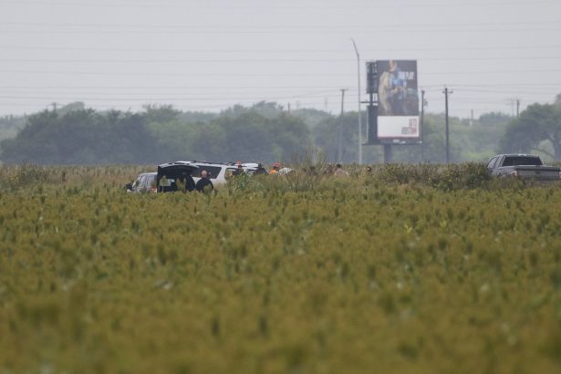 Law enforcement move a vehicle as they investigate a fatal wreck
