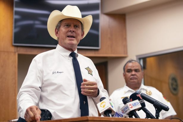 Nueces County Sheriff J.C. Hooper speaks at Robstown City Hall