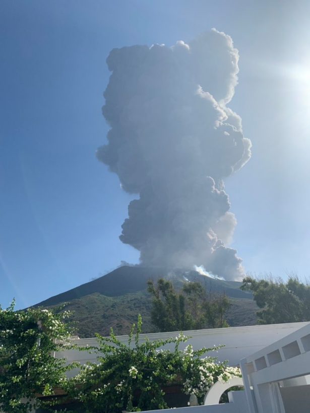 Ash rises after a volcano eruption