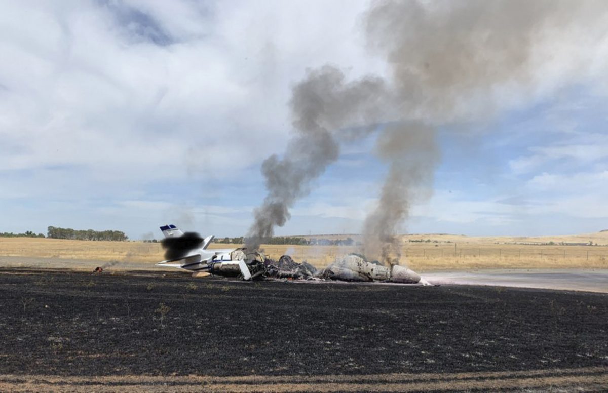 Jet catches fire Northern California 2
