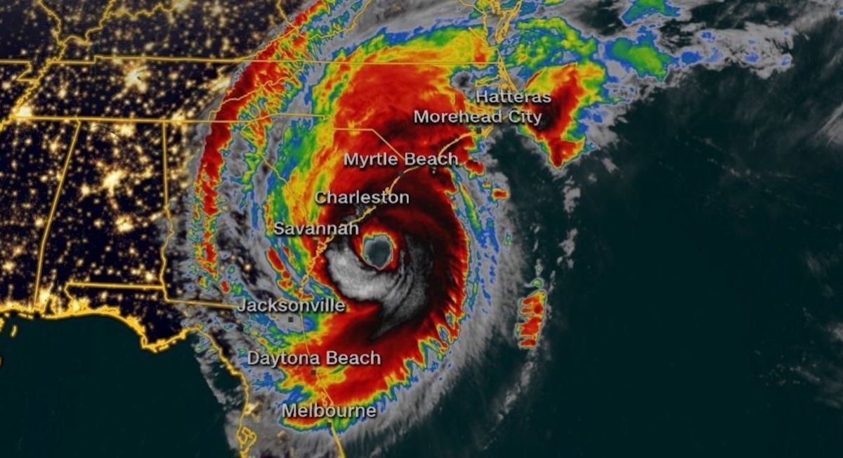 A current satellite image of Hurricane Dorian